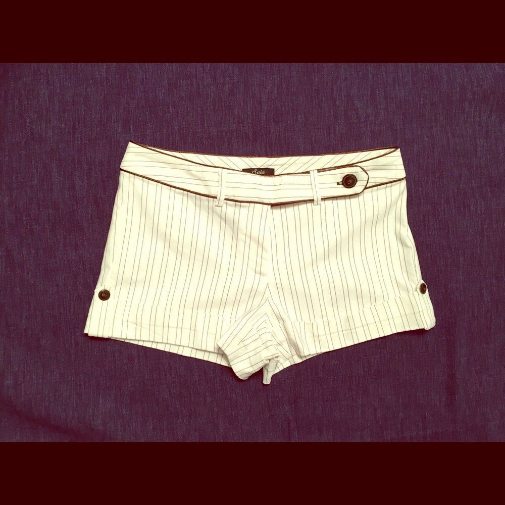 White with Brown Stripes Shorts